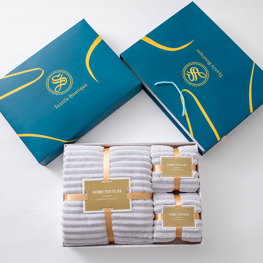Set de 3 Toallas de Baño Coral Fleece - Caja de Regalo Premium