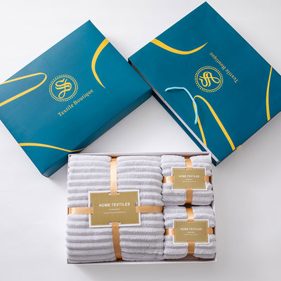 Set de 3 Toallas de Baño Coral Fleece - Caja de Regalo Premium