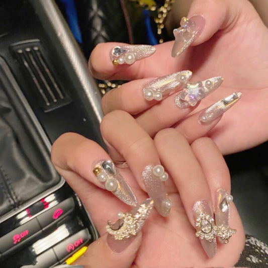 Uñas Postizas Cat Eye de Lujo con Accesorios Completos