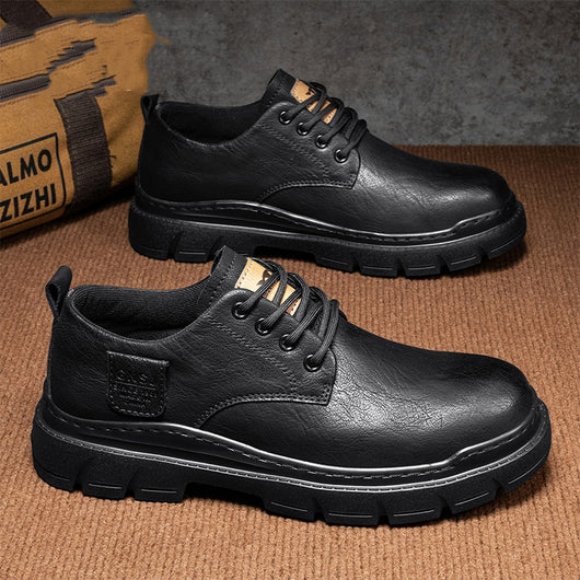 Zapatos de Cuero Ejecutivos Negros para Hombre - Estilo Británico Otoño