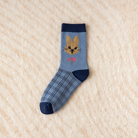 Calcetines Tubo Estilo Étnico con Flores y Rayas para Mujer - Image 2