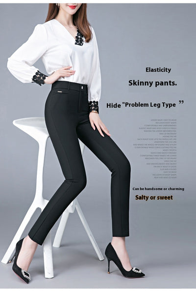 Pantalones Casuales Coreanos Cintura Alta Elásticos Ajustados Efecto Adelgazante - Image 27