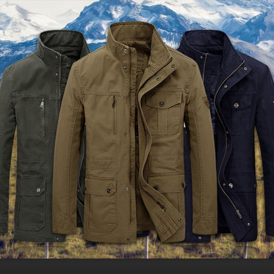 Chaqueta Casual Hombre Cuello Mao Bolsillos Múltiples