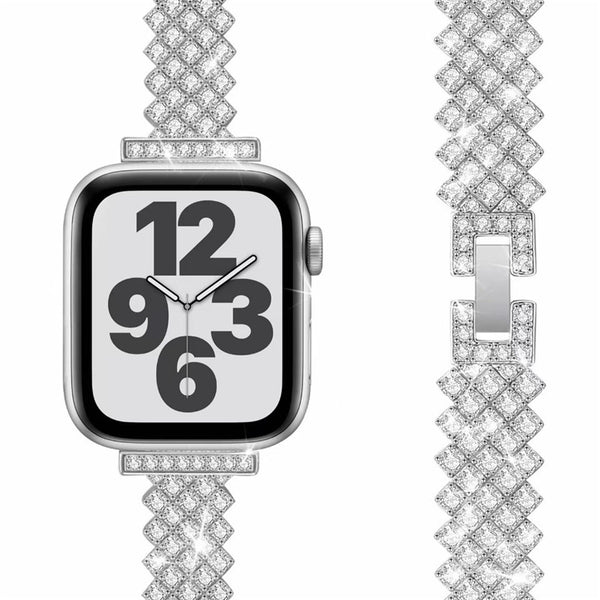 Correa de Reloj de Diamantes y Cristales Metálica