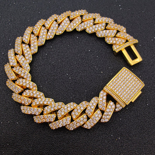 Cadena Cubana de Oro con Diamantes de Circón Doble Fila 15mm - Image 8