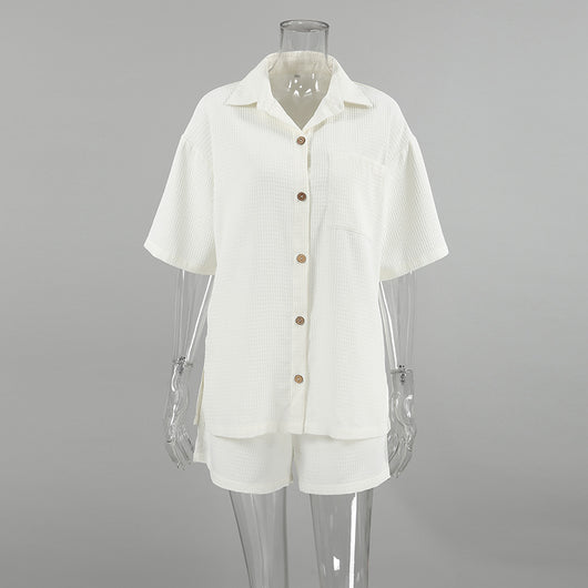 Conjunto Playero con Diseño Waffle - Camisa y Shorts - Image 13