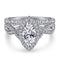 Anel Feminino em Prata Esterlina Banhado a Ouro Branco com Zircônia Marquise e Diamantes em Fileira, Tamanho 5
