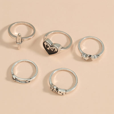 Juego de 5 Anillos Retro en Metal Dorado - Diseño Clip de Papel Personalizado