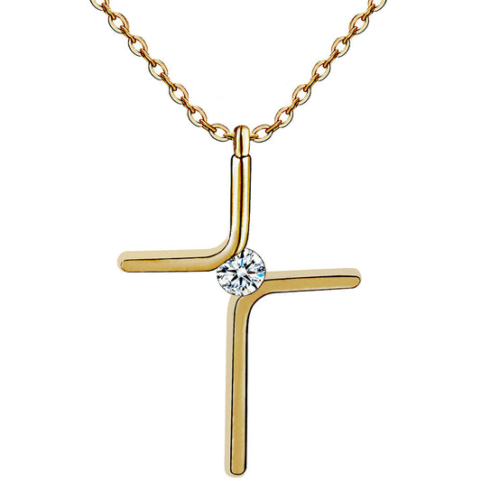 Collar con Cruz de Acero de Titanio - Diseño Sencillo y Moderno