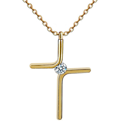 Collar con Cruz de Acero de Titanio - Diseño Sencillo y Moderno