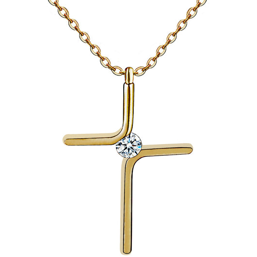 Collar con Cruz de Acero de Titanio - Diseño Sencillo y Moderno