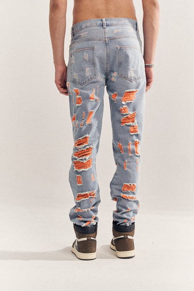 Jeans Destruidos Estilo Mendigo en Azul - Image 9