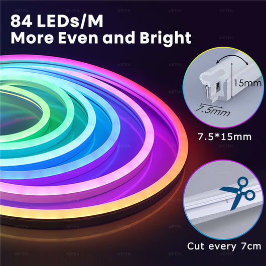 Tira de Luz Neón LED Flexible 12V con Efecto de Flujo de Colores Completos - Image 11