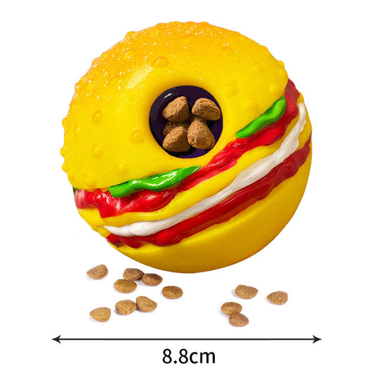 Yellow and green textured dog toy ball with food leakage holes, measuring 10cm in diameter. - Image 9