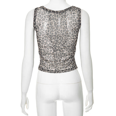 Blusa Estampado Leopardo sin Mangas - Casual Verano Mujer - Image 8