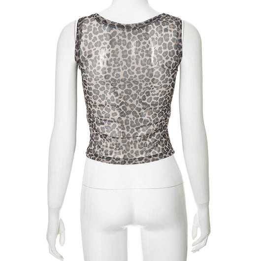 Blusa Estampado Leopardo sin Mangas - Casual Verano Mujer - Image 8