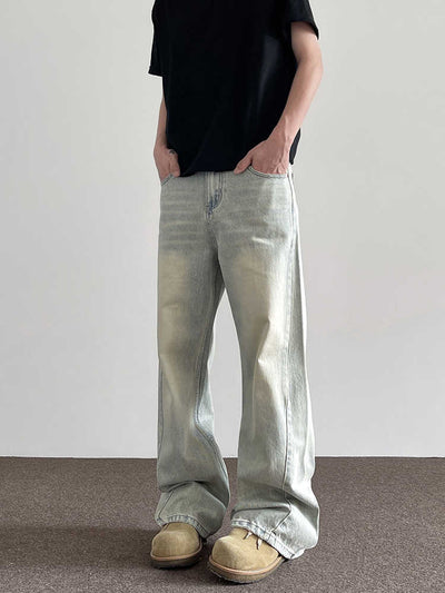 Jeans Rectos Amarillo Retro Desgastados con Tinte Mud - Image 7
