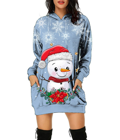 Vestido Sudadera Navideño con Capucha para Mujer - Manga Larga Otoño - Image 7