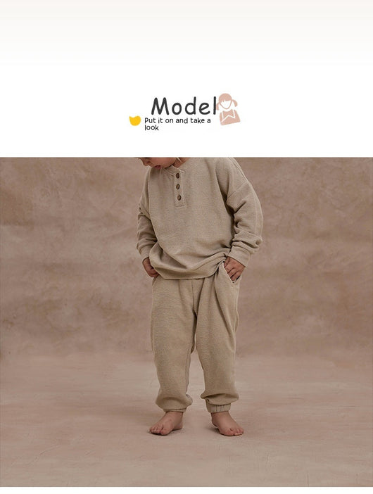 Conjunto de Pijama Infantil en Tela de Toalla - Comodidad Simplista para el Hogar - Image 8