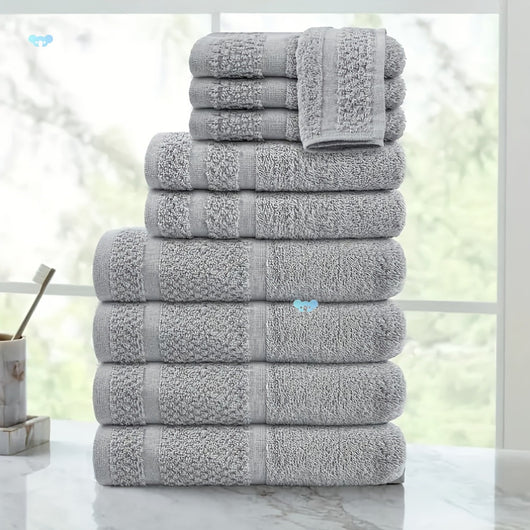 Juego de 10 Toallas de Baño 100% Algodón Absorbente Premium