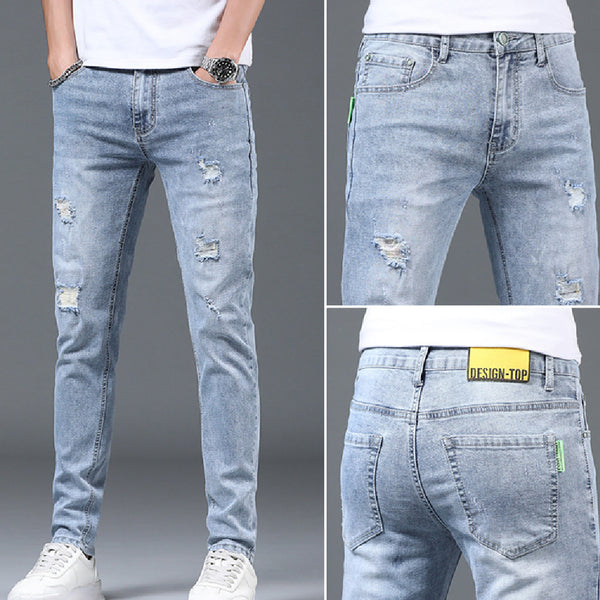 Pantalones Slim Fit Rotos Casuales para Hombre