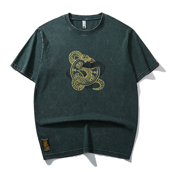 Camiseta Holgada Estilo Chino para Hombre - Primavera Verano