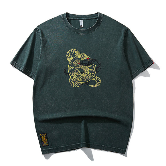 Camiseta Holgada Estilo Chino para Hombre - Primavera Verano