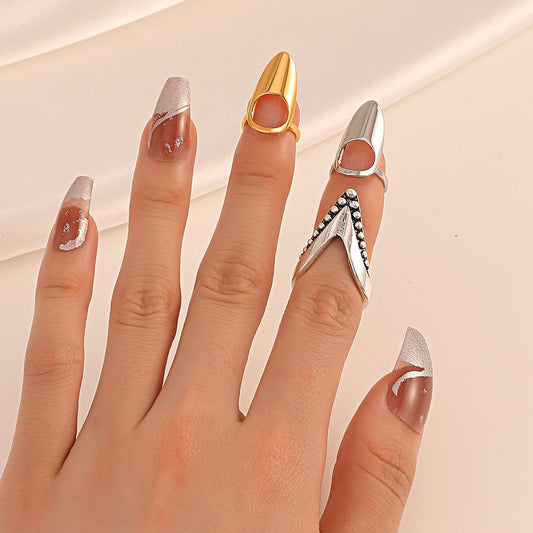 Juego de Anillos de Uñas con Temperamento Elegante para Mujer