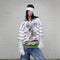 Sudadera Estampada a Rayas Falsa Dos Piezas - Look Trendy para Parejas, Hombres y Mujeres