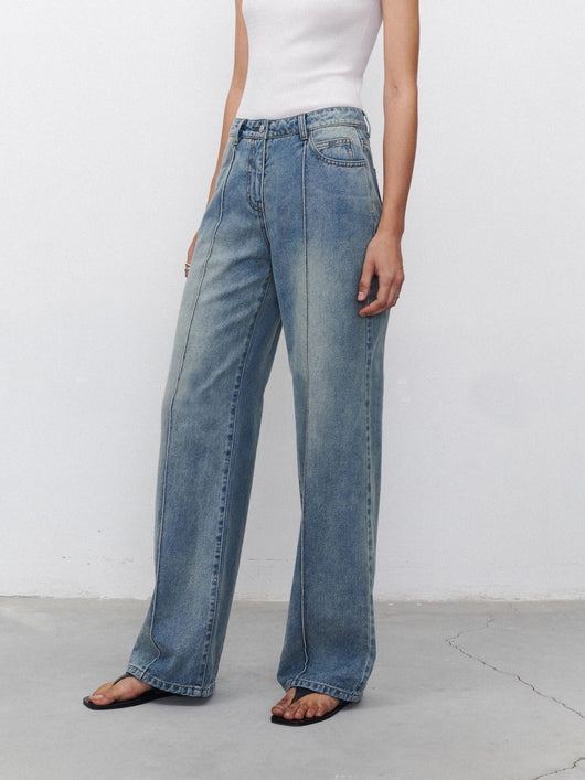 Jeans Mujer Corte Recto con Costuras Tridimensionales - Image 18