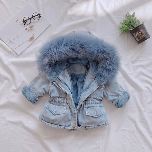 Chaqueta de Niña Denim con Forro de Terciopelo para Otoño e Invierno - Image 7