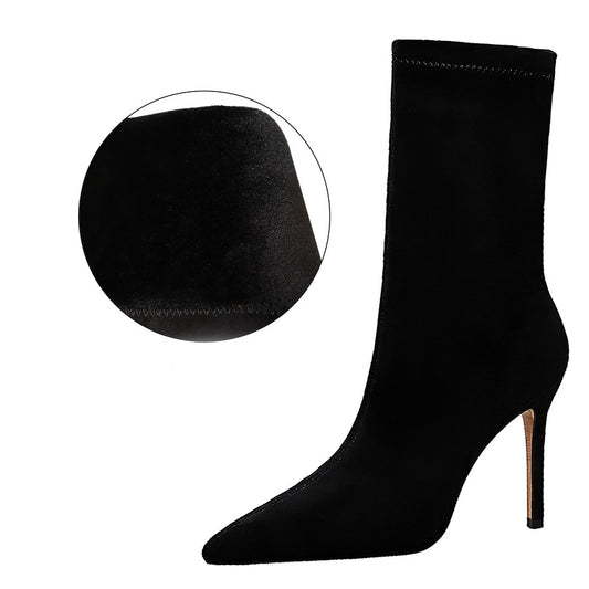 Botas de Tacón Alto Punta Fina en Gamuza para Mujer - Image 2