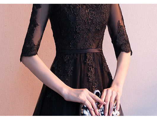 Vestido Largo Elegante Negro para Reuniones Anuales - Image 23