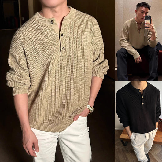 Suéter Grueso Liso para Hombre - Otoño Invierno