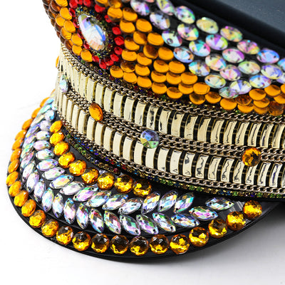 Gorro Plano Dorado con Diamantes para Fiestas y Carnavales - Image 23