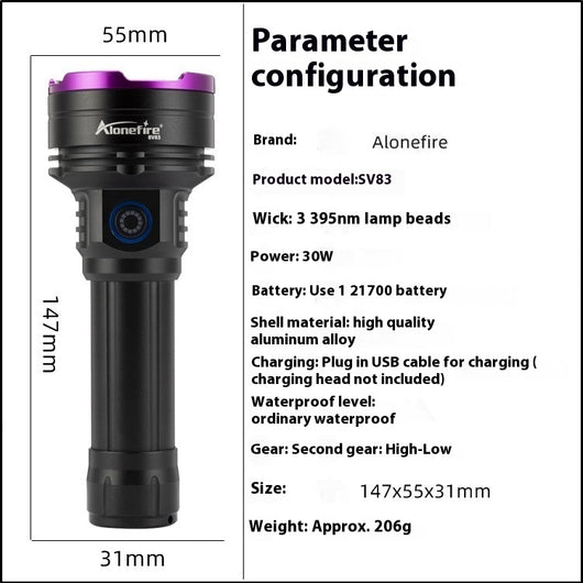 Linterna UV 365nm SV83 Alta Potencia Luz Negra - Image 8