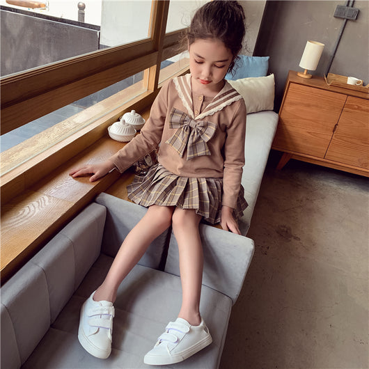 Sudadera y Falda Corta Estilo Universitario Coreano para Niña - Image 13