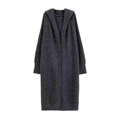 Cardigan Largo con Capucha Estilo Coreano Tejido para Mujer - Image 6