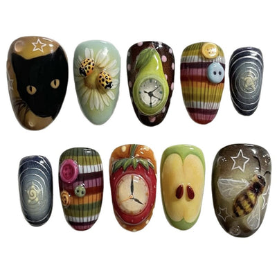 Uñas Postizas Maximalistas Inspiradas en Y2K - Set de 24 Piezas con Diseño Artístico - Image 5
