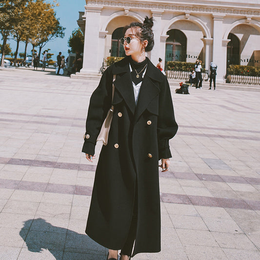 Abrigo de Lana Hepburn Negro - Diseño Estilizador para Mujer