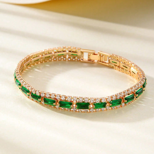 Pulsera de Circonita Verde Brillante Unisex - Joyería con Diamantes Completos - Image 5