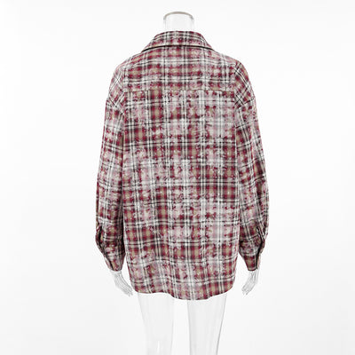 Camisa Cuadros Suelta Manga Larga Casual - Image 21