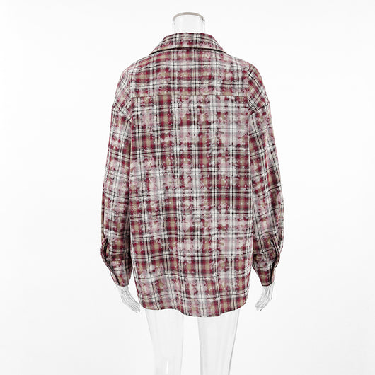 Camisa Cuadros Suelta Manga Larga Casual - Image 21