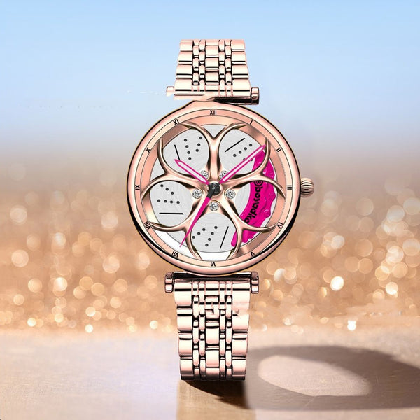 Reloj de Cuarzo Luminoso con Bisel Giratorio para Mujer