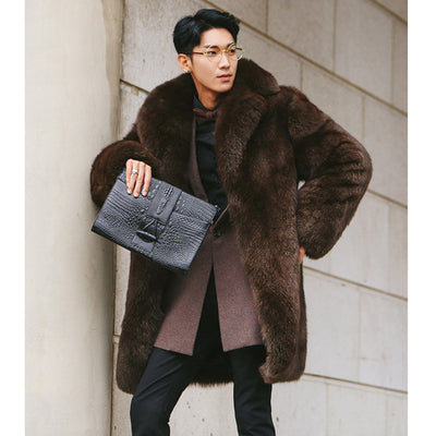 Abrigo Trench de Piel para Hombre Talla Grande Moda Europa y Estados Unidos - Image 9