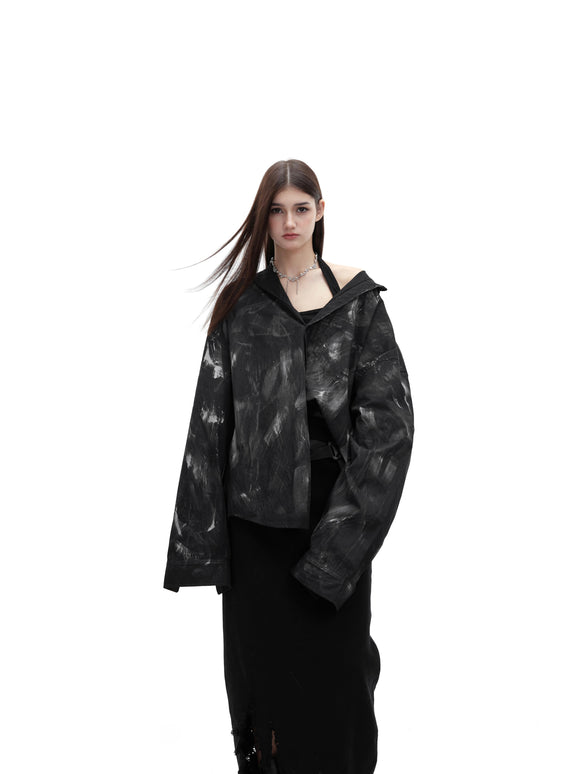 Camisa Oversized Deslavada con Textura Brushed - Estilo Industrial