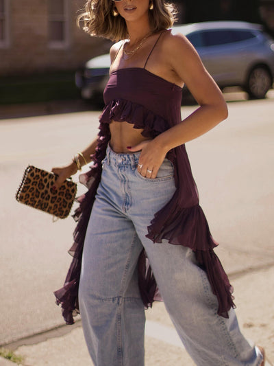 Top Halter con Volantes y Dobladillo Irregular - Image 3