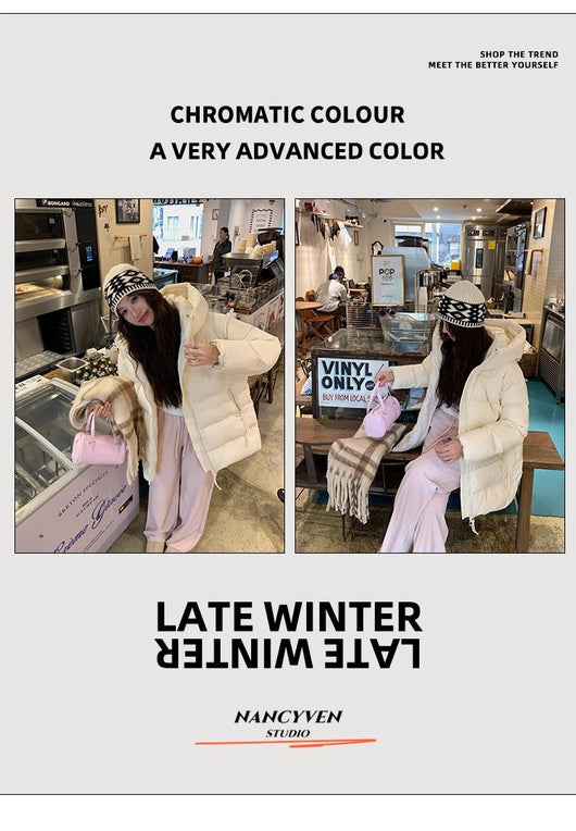 Abrigo Acolchado de Pato Blanco Largo Invierno Diseño Coreano Mujer - Image 14