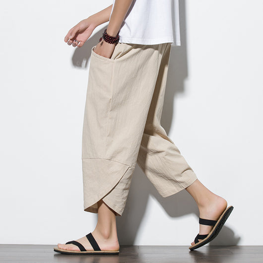 Pantalones Harem Sueltos de Algodón y Lino - Image 3