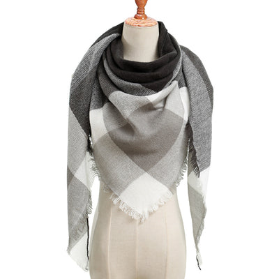 Bufanda de Cashmira Artificial Otoño Invierno Triangular Pareja Cuadros Cálida - Image 35